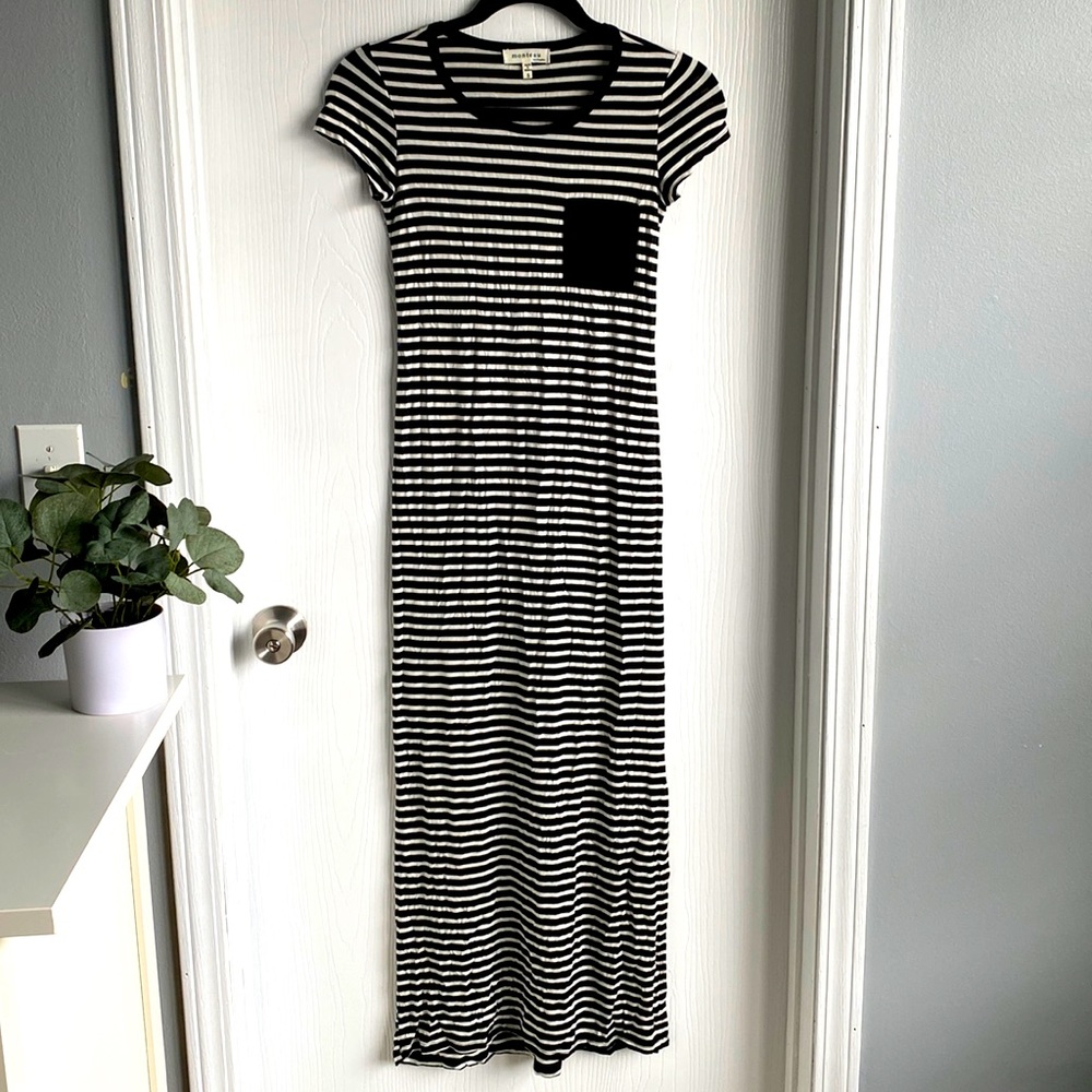 Maxi T-shirt dress with black and white stripes